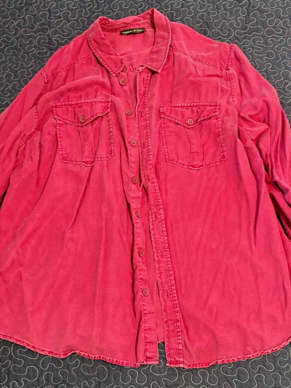 Love & Legend Button-Down “Dark Denim” Shirt in dusty burgundy